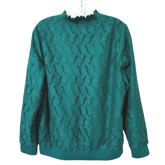 Chico’s Women’s Lace Full Zip Bomber Type Long Sleeve Lined Bomber Jacket 2 L 12 - Picture 3 of 11